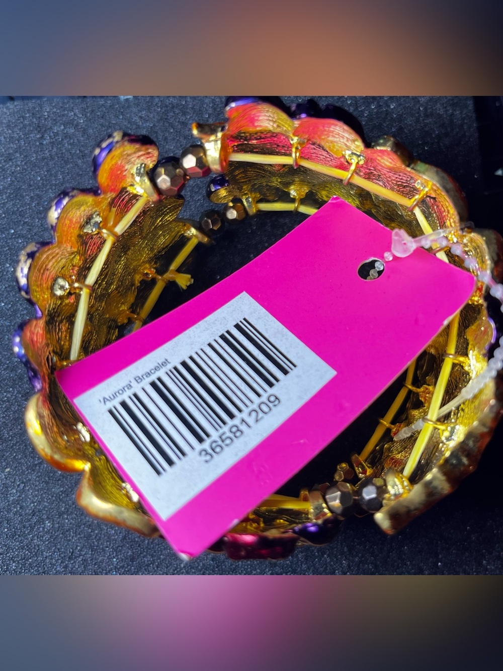 Sassy Jones Gold, Purple & Red Floral Stretchey Cuff - Picture 3 of 3
